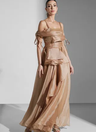 Tie Detail Ruffle Dress