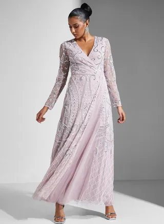 Embellished V-Neck Dress