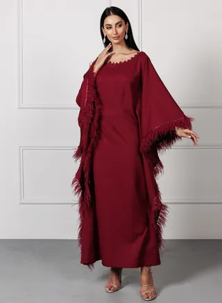 Fringe Detail Kaftan Dress
