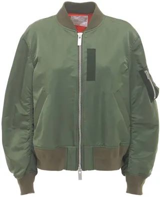 Zip-up nylon bomber jacket