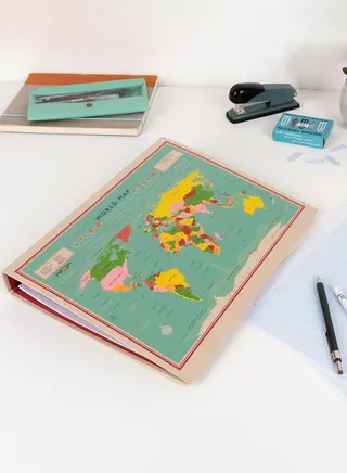 World Map Ring Binder