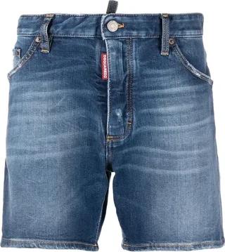 Distressed-Effect Jeans Shorts