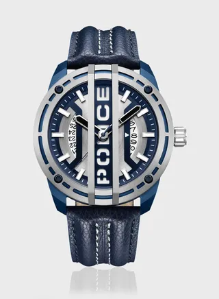 Fast Lane Leather Strap Analog Watch