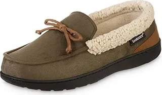 isotoner Men's Recycled Advanced Memory Foam Microsuede Vincent ECO Comfort Moccasin Slippers