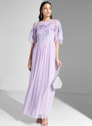 Mesh Detail Sequin Dress
