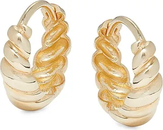 14K Yellow Gold Shrimp Hoop Earrings