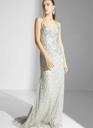 Sequined Strappy Maxi Dress