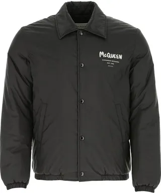 Alexander McQueen Logo Printed Long Sleeved Bomber Jacket