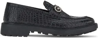 Gancini-plaque crocodile-effect loafers