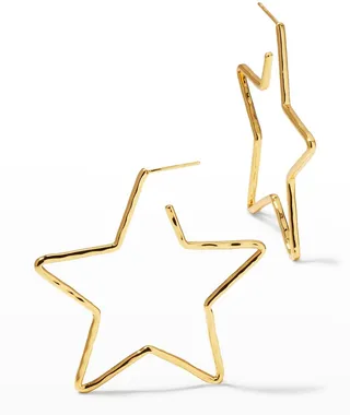 Skinny Star Hoop Earrings