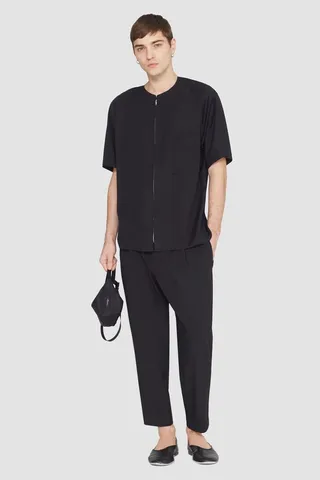 Drawstring Tapered Trouser in black