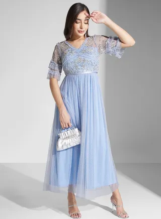 Embellished Tiered Dress