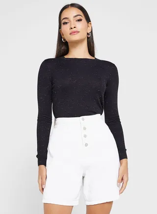 Crew Neck Shimmer Sweater