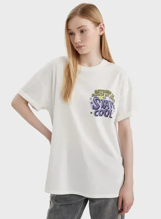 Oversize Fit Printed Short Sleeve T-Shirt