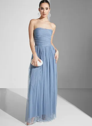 Hadia Ghaleb Ruched Bodice Dress