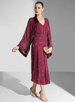 V-Neck Tie Detail Dress