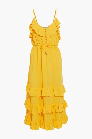 Bethan tiered ruffled crepe de chine midi dress