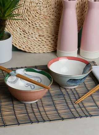 Set Of 2 Rice Bowls With Chopsticks