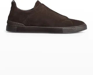 Men's Triple Stitch Suede Low Top Slip-On Sneakers