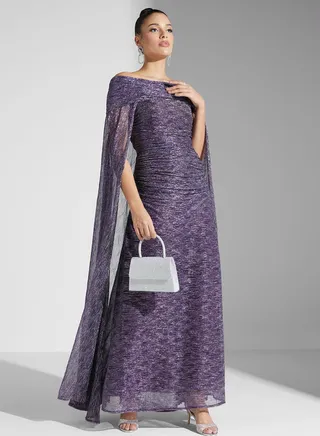 Bardot Split Sleeve Ruched Dress