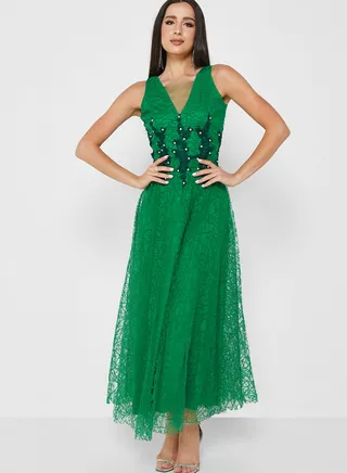 Embellished A-Line Dress
