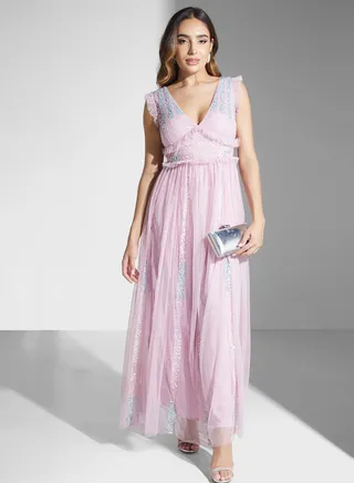 Embellished Ruffle Detail Dress