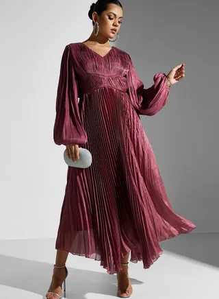 Zena Louay Pleated Dress With Back Cut Out