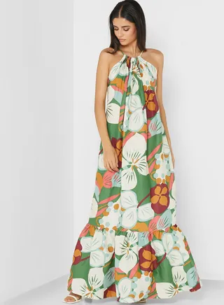 Halter Neck Printed Dress
