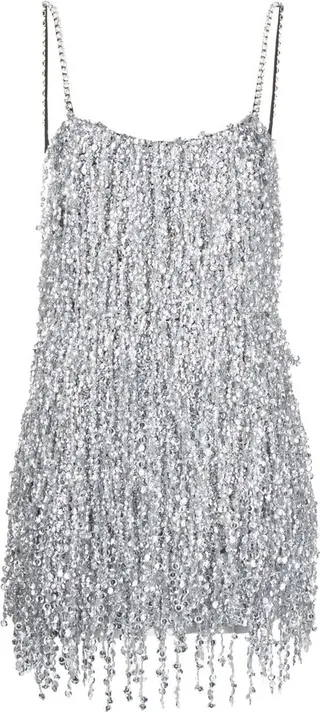 Sequin-Embellished Fringe Mini Dress