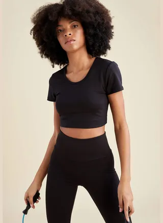 Crew Neck Short Sleeve Crop T-Shirt