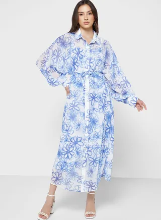 Printed Button Down Dress