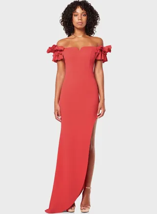 Off Shoulder Ruffle Detail Dress