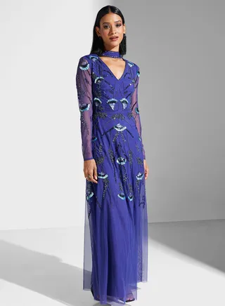V-Neck Embellished Dress