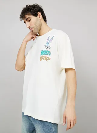 Front and Back Looney Tunes Print Oversized T Shirt
