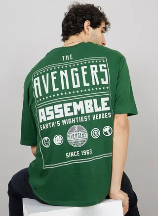 Front and Back Avenger Print Boxy T Shirt