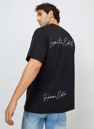 Back Slogan Print Oversized T-Shirt