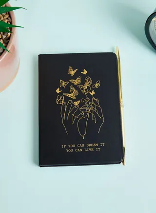 A6 Hardcover Notebook With Metallic Pen