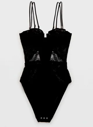 Lace & Mesh Detail Bodysuit