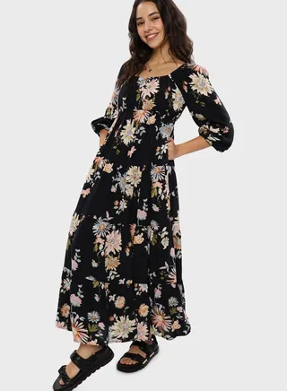 Floral Print Tiered Dress
