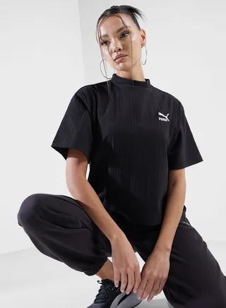 Classics Ribbed Relaxed Mock Neck T-Shirt