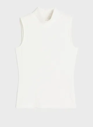 Rubbed Turtle Neck Tank Top