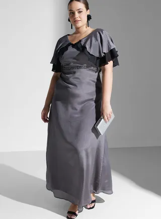Layered Flounce Sleeve Chiffon Dress
