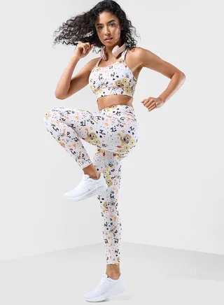 Printed Athletic Bra And Legging Set