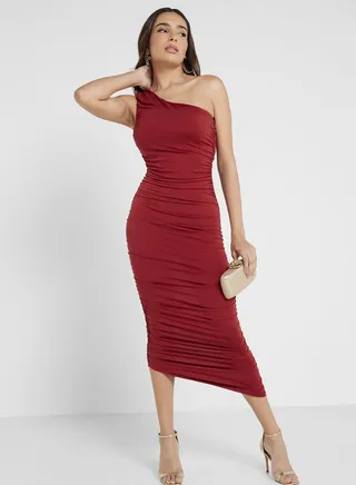 One Shoulder Ruched Dress