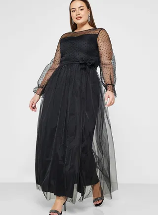 Slit Detail Fit & Flare Dress