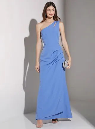 Drape Detail One Shoulder Dress