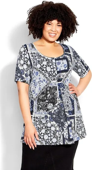 EVANS | Women's Plus Size Luv Pleat Front Tunic - powder blue - 30W