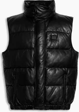 Plaque quilted pebbled-leather vest
