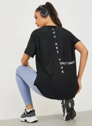 Minimal Slogan Back Loose Yoga Top
