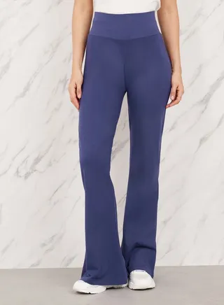 High Rise Broad Waistband Flared Leggings